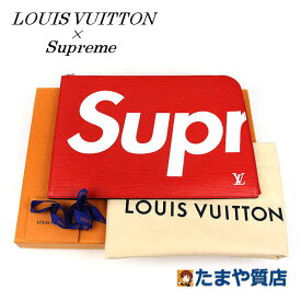 LOUIS VUITTON×Supreme ルイヴィトン×シュプリーム ポシェット・ジュールGM M67722 フランス製 エピ 赤 クラッチバッグ 11557 【中古】