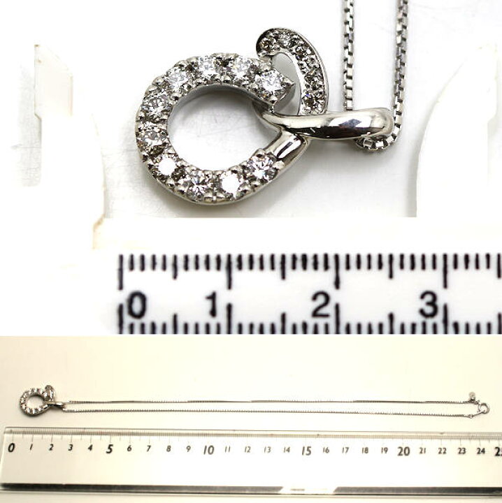 楽天市場】Pt850 Pt1000 ダイヤモンドネックレス 約45cm 1.01ct 曲線  
