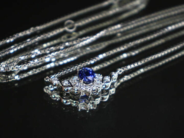 楽天市場】Pt850/Pt900 サファイアネックレス 約41cm 0.64ct 