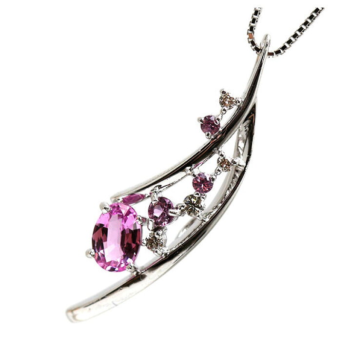 楽天市場】K18WG ピンクサファイアネックレス 約44cm 0.89ct/0.12ct  