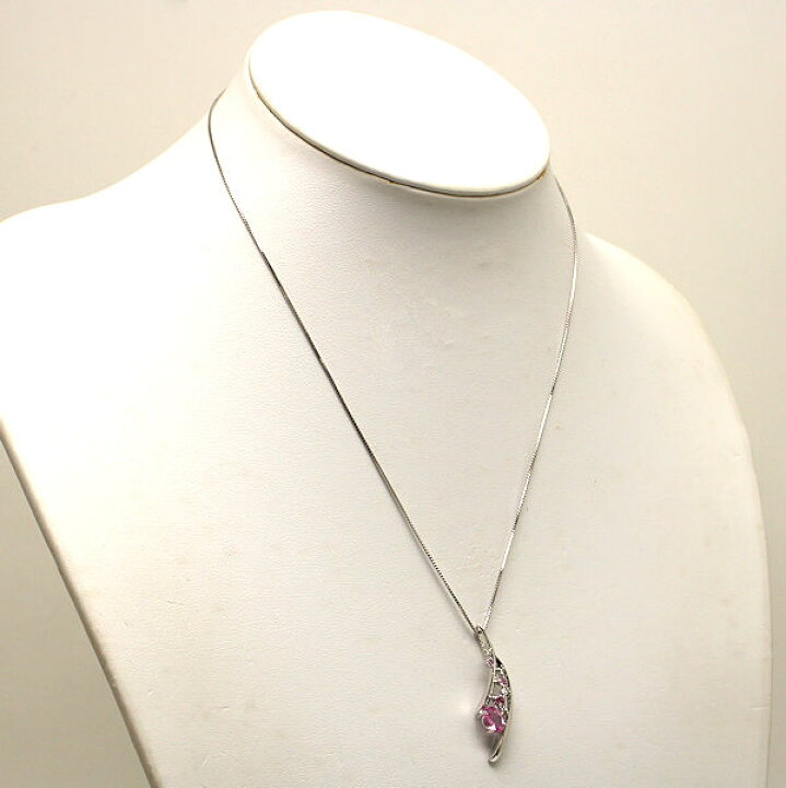 楽天市場】K18WG ピンクサファイアネックレス 約44cm 0.89ct/0.12ct  