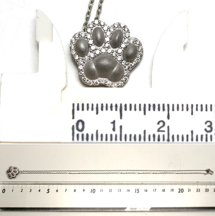 楽天市場】Pt850/Pt900 肉球モチーフネックレス 約45cm 0.33ct  
