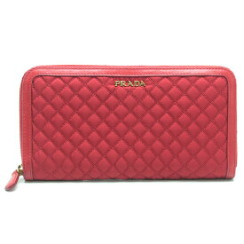 PRADA プラダ ラウンドファスナー長財布 1ML506 TESSUTO QUILTIN ナイロンキルティング FUOCO レッド 12386【中古】