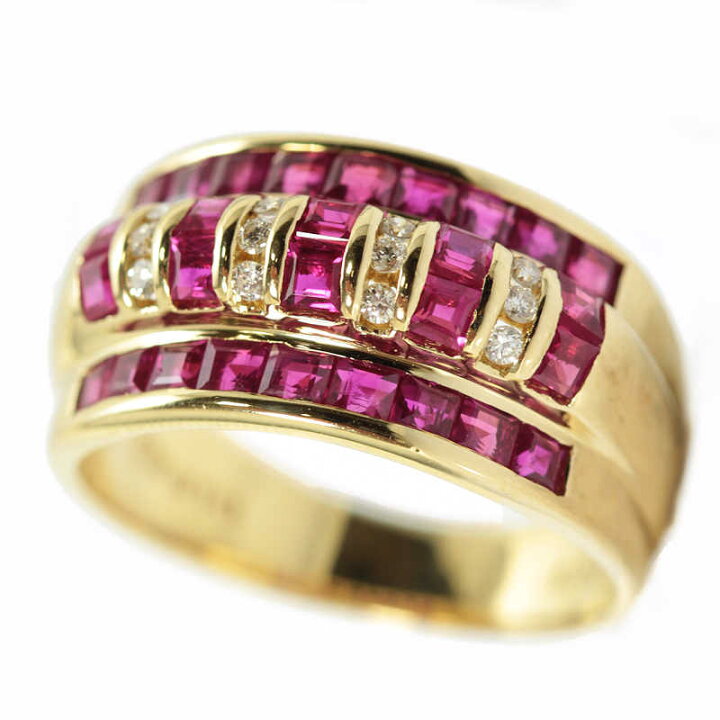 楽天市場】ルビー リング 1.94/0.10ct 12.5号 K18 ダイヤモンド 18金 