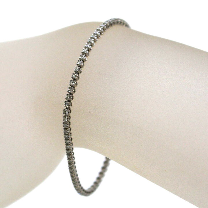 楽天市場】K18WG テニスブレスレット ダイヤモンド 1.00ct 約17cm 18金 