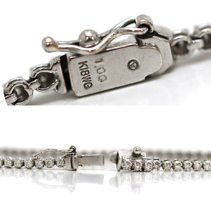 楽天市場】K18WG テニスブレスレット ダイヤモンド 1.00ct 約17cm 18金 