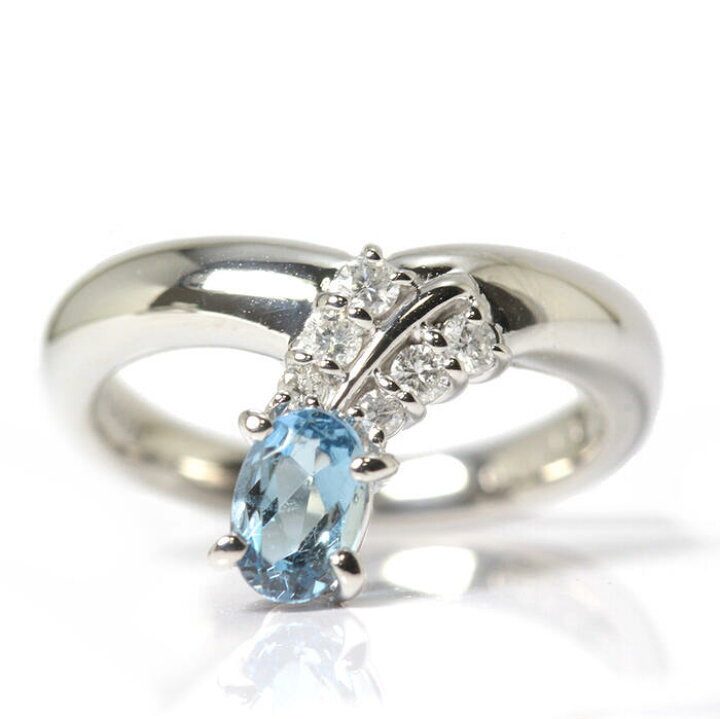楽天市場】アクアマリン ダイヤモンド リング 0.47/0.13ct Pt900 10号 
