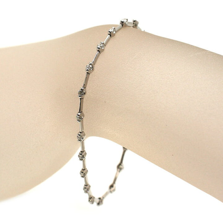 楽天市場】K18WG ダイヤモンドブレスレット 約18.5cm 約6.2g 1.00ct 18 