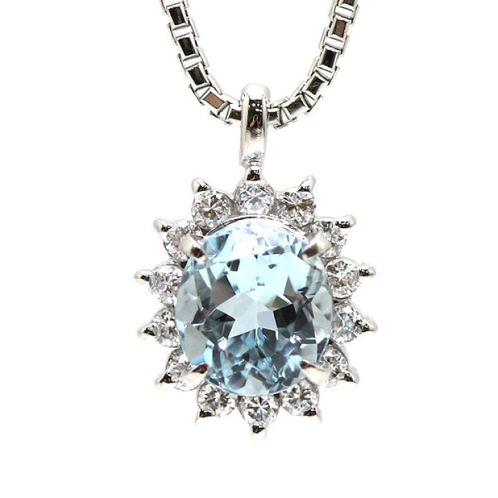 楽天市場】Pt900 Pt850 アクアマリンネックレス 0.82ct ダイヤモンド 