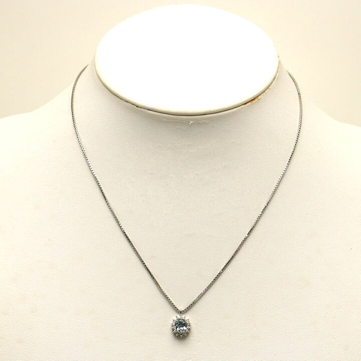 楽天市場】Pt900 Pt850 アクアマリンネックレス 0.82ct ダイヤモンド 