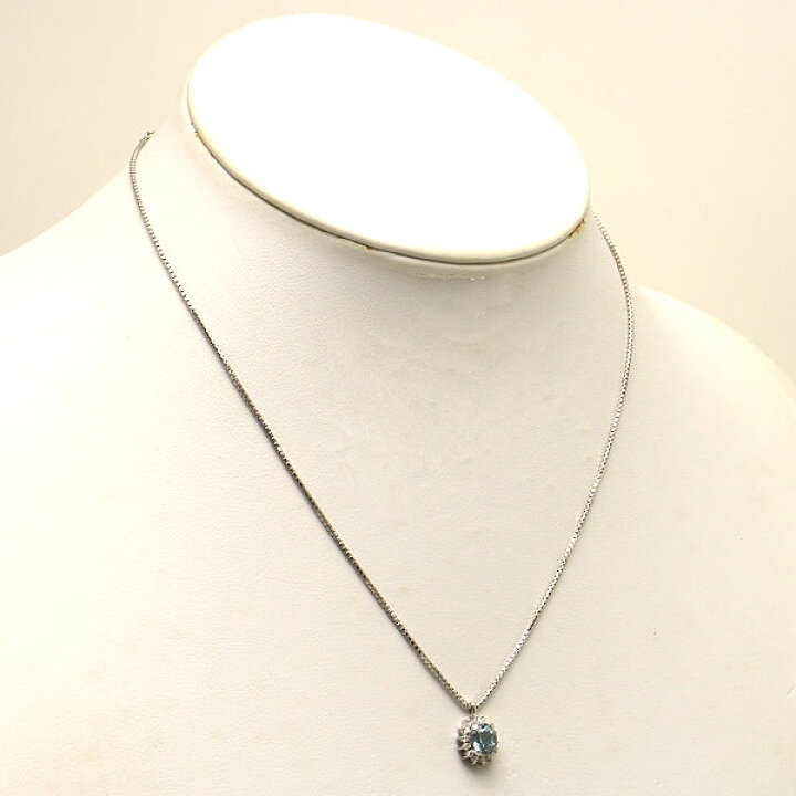 楽天市場】Pt900 Pt850 アクアマリンネックレス 0.82ct ダイヤモンド 