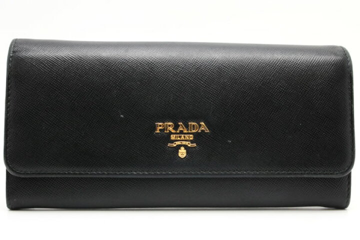 楽天市場】PRADA プラダ 二つ折り長財布 サフィアーノレザー 黒 