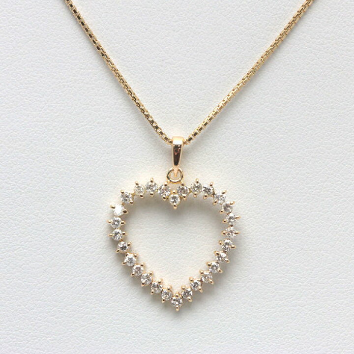 楽天市場】K18 ダイヤモンド ハート ネックレス 0.54ct 40cm 18金