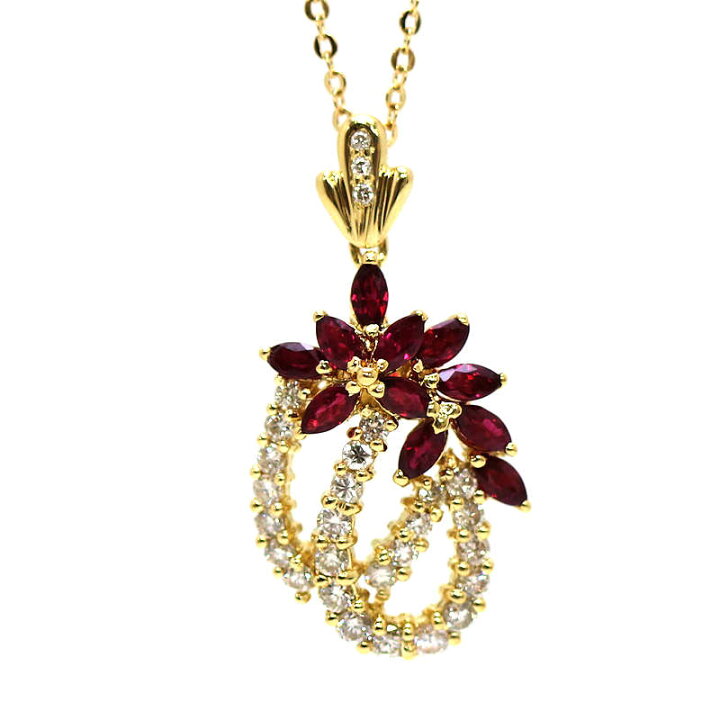 楽天市場】K18 ルビー&ダイヤモンドネックレス 約39cm 1.40ct 0.80ct 