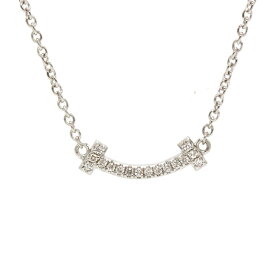 Tiffany&Co. ティファニー Tスマイル ミニ ネックレス ダイヤモンド K18WG 18金 ホワイトゴールド 約45cm 31558 【中古】