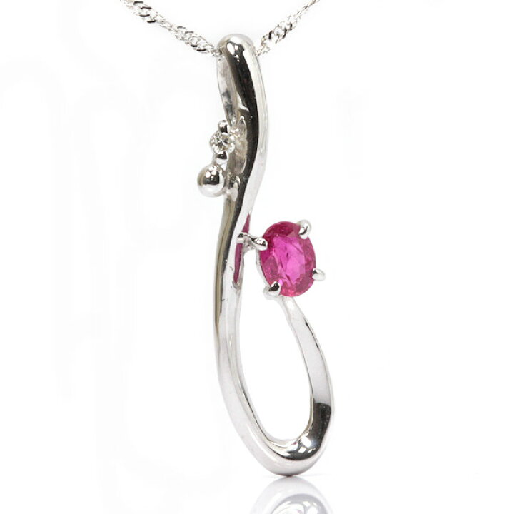 楽天市場】ルビーネックレス 0.23ct K18WG 18金 ホワイトゴールド 40cm 