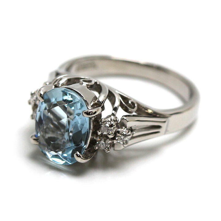 楽天市場】Pt900 アクアマリンリング 8号 1.66ct ダイヤモンド 0.12ct 