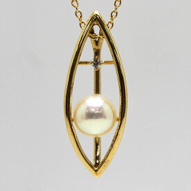 TASAKI タサキ パール付きネックレス 約42cm 真珠 約8mm ダイヤモンド 0.01ct K18 18金 ゴールド 21153 【中古】