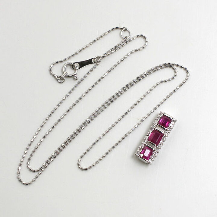 楽天市場】K18WG ルビー&ダイヤモンドネックレス 約40cm 0.81ct 0.18ct 