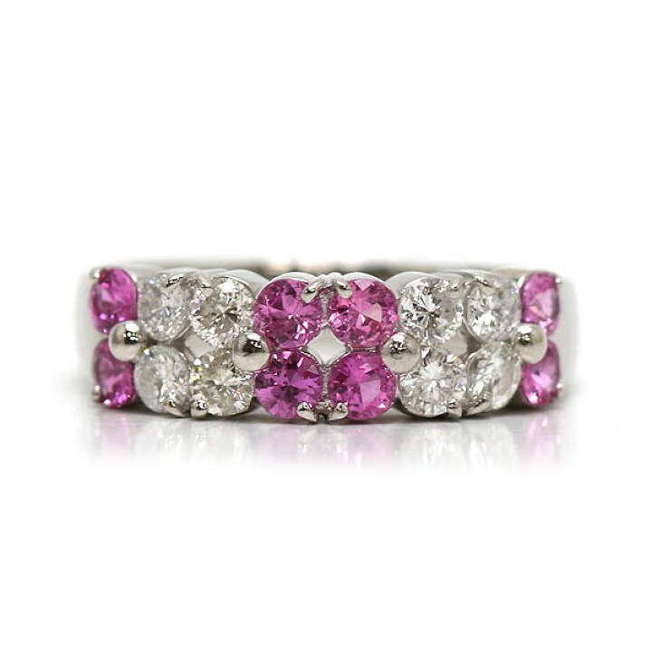 楽天市場】Pt900 ピンクサファイアリング 12号 0.68ct 花 ダイヤモンド  
