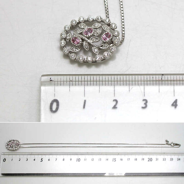 楽天市場】Pt850/K18WG ピンクサファイアネックレス 約45cm 0.32ct 