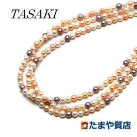 TASAKI タサキ フローラパール3連ネックレス 約60cm 真珠 3.0mm K18 18金 ゴールド 18432 【中古】