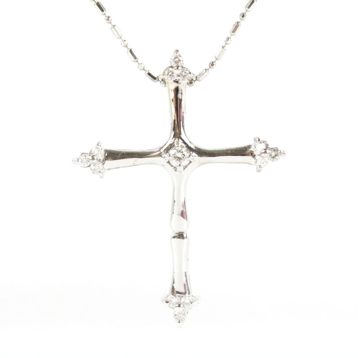 楽天市場】クロス ネックレス 十字架 ダイヤモンド 0.3ct K18WG 18金 