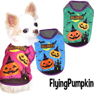 【犬服 犬 服 秋冬 犬の服 ドッグウェア ハロウィン 秋 冬用 ボーダー】フライングパンプキン シャツ(3D)…
