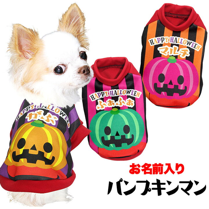 楽天市場 23初売 P5倍1 13 23 59まで 犬 服 秋冬 犬の服 名入れ 愛犬のお名前入り パンプキンマン シャツ ドッグウェア ハロウィン かぼちゃ チワワ ダックス トイプードル かわいい シーズ 10 Sg 3d 犬服専門店ｔambedyｄogｗear