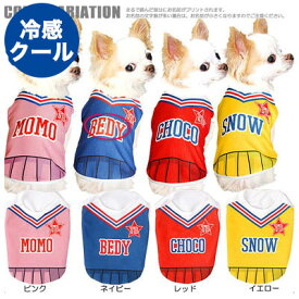 ＼最大2000円OFF★クーポン／【犬 夏服 犬の服 名入れ 春服用】ひんやり冷感クール 愛犬のお名前入り チアガール シャツ【ドッグウェア トイプードル チワワ おもしろ ポメラニアン 暑さ対策 熱中症対策】【201808】(S/B/N/H/)