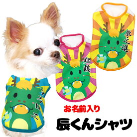 ＼11日10:00-★わんわんSALE／【犬 服 犬の服 名入れ 秋服 冬服用】愛犬のお名前入り 辰くんシャツ【龍 りゅう 干支 年賀状 お正月 ドッグ ペット ウェア ダックス トイプードル チワワ タムベディ楽しい マルチーズ】(S/3/N/H/)