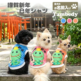 ＼新春初売SALE★開催中／【犬服 犬 服 犬の服 秋服 冬服用】愛犬のお名前入り 謹賀新年巳年シャツ【干支 お正月 年賀状 へび年 日本製 着脱簡単 十二支ドッグ ペット ウェア ダックス トイプードル チワワ タムベディ楽しい 豆柴】(S/3/RI/H/)