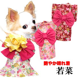 ＼P10倍★1/12 23:59まで★初売り／【犬服 犬 服 犬の服 秋服 冬服用】艶やか晴れ着 若菜(わかな)着物《名入れ可能》《コサージュ別売》【和柄 正月 年賀状 初詣 花柄 日本製ドッグ ペット ウェア ダックス トイプードル チワワ タムベディ】