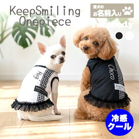 ＼最大1000円クーポン／【犬服 犬 服 犬の服 名入れ 春服 夏服用】愛犬のお名前入り 接触冷感素材クール キープスマイリングワンピース【フリル チェック 抜け毛対策 ドッグ ペット ウェア トイプードル チワワ タムベディ ヨーキー】(S/B/W/H/)