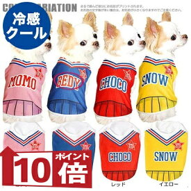 【犬服 犬 服 犬 夏服 犬の服 名入れ 春服用】ひんやり 接触冷感 クール 愛犬のお名前入り チアガール シャツ【ドッグウェア トイプードル チワワ おもしろ ポメラニアン 濡らす 冷たい タムベディ 濡らす 冷たい 犬服夏用クール おしゃれ】(S/B/N/H/)