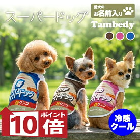 【犬服 犬 服 犬の服 春服 夏服用 名入れ】ひんやり 接触冷感 クール 愛犬のお名前入り スーパードッグ シャツ【ドッグウェア アイスクリーム チワワ ダックス トイプードル おもしろい タムベディ 濡らす 冷たい 犬服夏用クール おしゃれ セール】(S/B/N/H/)