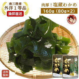【塩蔵わかめ 80g×2袋】シャキシャキつるん！塩蔵わかめ 国産 南三陸産 宮城県 肉厚わかめ 海藻 海鮮 海産物 レシピ付き 環境配慮型漁場 海藻 海の野菜