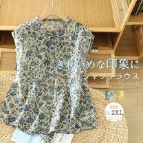 楽天市場】花柄 ブラウス（サイズ（S/M/L）LL・袖の長さノースリーブ 