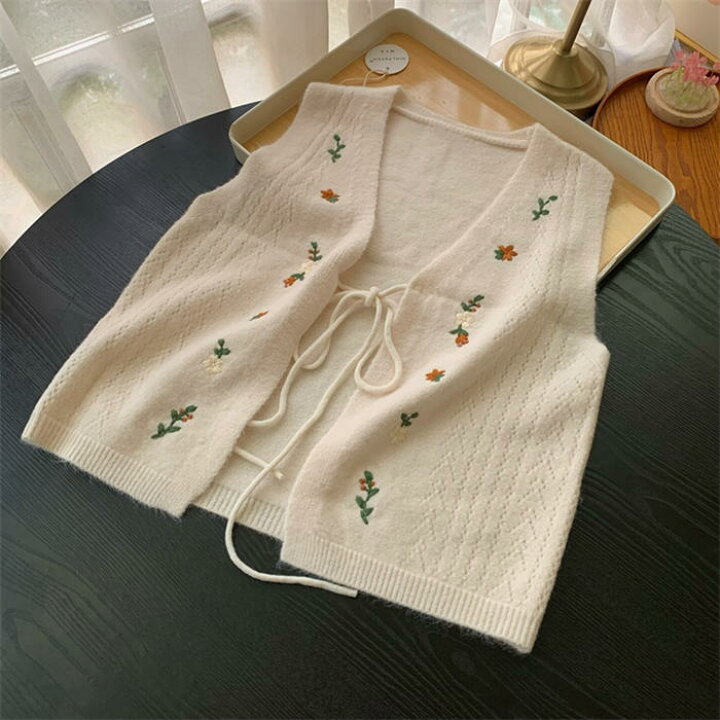 楽天市場】花柄 刺繍 ニット ベスト レディース コーデ 春 サマー 