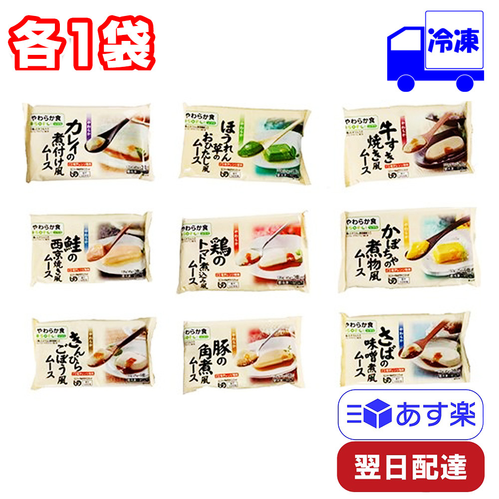 ヤヨイサンフーズ ソフリ 介護食 主菜・副菜9品セット 冷凍 やわらか食 ムース