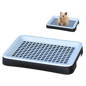 PAVIKEうさぎトイレ【25*19.5*3cm】モルモットトイレトイレトレーワイドメッシュ付きペット用品、お手入れ簡単、小動物、フェレット、チンチラ、ウサギ、トイレトレーニングに適しています