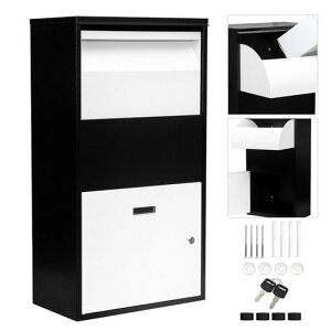 HADBOKSU宅配ボックス屋外置き配ボックスポスト一体型屋外防水防塵盗難防止大容量戸建て用個人宅宅配BOX複数受け取りできる郵便受け受け取りボックス簡単設置壁掛け置き型BG010-BW