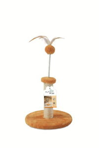 キャットツリーキャットタワー爪とぎ子猫用猫用小型コンパクト省スペースボール付き羽根付き(オレンジフェザー)