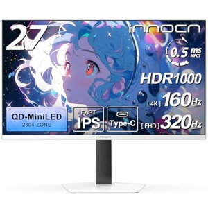 INNOCNQD-MiniLED4k���j�^�[27�C���`�Q�[�~���O���j�^�[4K@160Hz/�t��HD@320Hz�؂�ւ��f���A�����j�^�[�z���C�g0.5msMPCS�����L�F�斳�P�_�ۏؑΉ�(�ʎq�h�b�g/HDR1000/HDMI