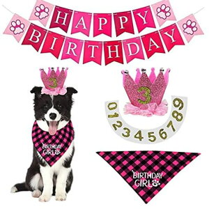 犬誕生日スタイグッズバースデーハット帽子ペットグラウンドペット飾り付け猫バンダナ風船バナーおしゃれ記念日メモリアルパーティー飾り(ピンク)