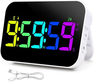 【KMMKGG報時機能付】LEDキッチン用タイマー:カウントアップ/ダウンデジタルタイマー最大9時59分59秒音量調節可能振動消音ストップウォッチusb-c充電マグネット付きスタンド/磁石/壁掛けで…