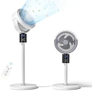 サーキュレーターdcモーター360度首振り【2025新設計&AIスマート風量調整】リビング扇風機静音設計卓上扇風機上下左右自動首振り省エネマイナスイオン機能空気清浄三つの送風モード6段…