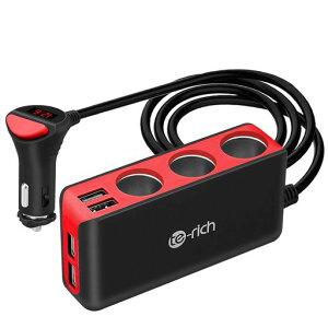 Te-Rich�V�K�[�\�P�b�g4usb3�A�ԍڏ[�d��\�P�b�g120W�ő�6.8A/5V�}���[�d12V/24V�ԑΉ�LED�t�I�[�g�d������X�}�[�g����12�����ۏ�iPhone6sPlus�Ή�