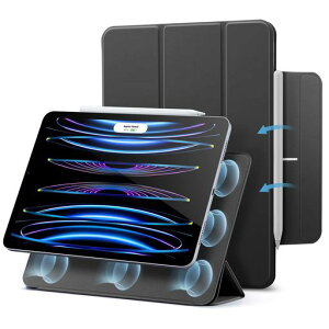ESR iPad Pro 11�C���` �P�[�X ��4/3/2/1����(2022/2021/2020/2018)��p �}�O�l�b�g�z���� Pencil 2�Ή� �O�܃X�^���h �I�[�g�X���[�v/�E�F�C�N�@�\ Rebound�V���[�Y �u���b�N