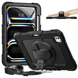 Timecity iPad Pro 11�C���` (M5/M4) ��5���� ��p�P�[�X �ϏՌ� �n���h�O���b�v/�V�����_�[�X�g���b�v�t�� ���u��/�c�u�� 360�x��]�X�^���h �y�����[ �H�� ���� ��ʃt�B���� �h�o ���h�~ ��� �S�c